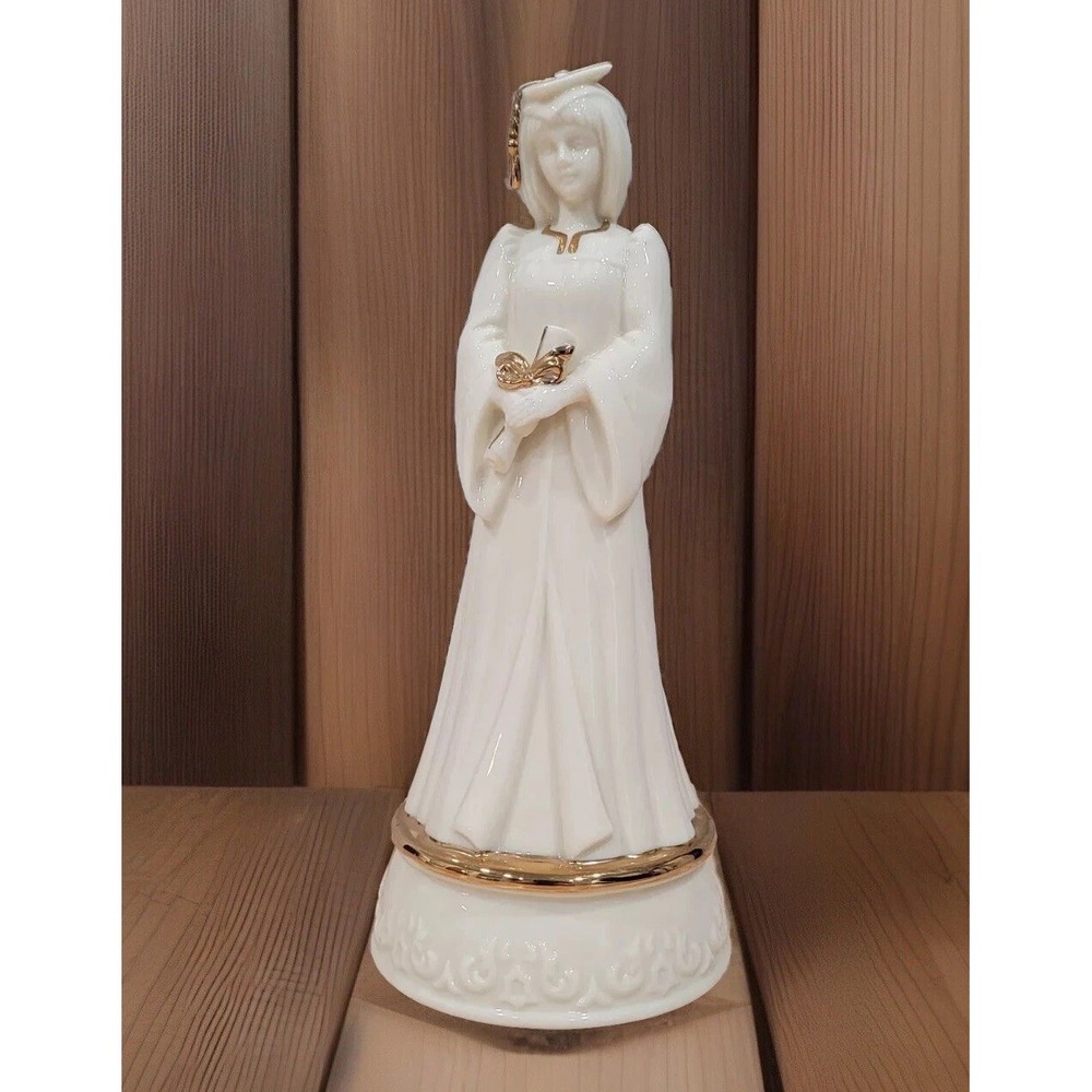 San Francisco Music Box Co Graduation‎ Music Box 9" Ivory Gold Trim Figurine